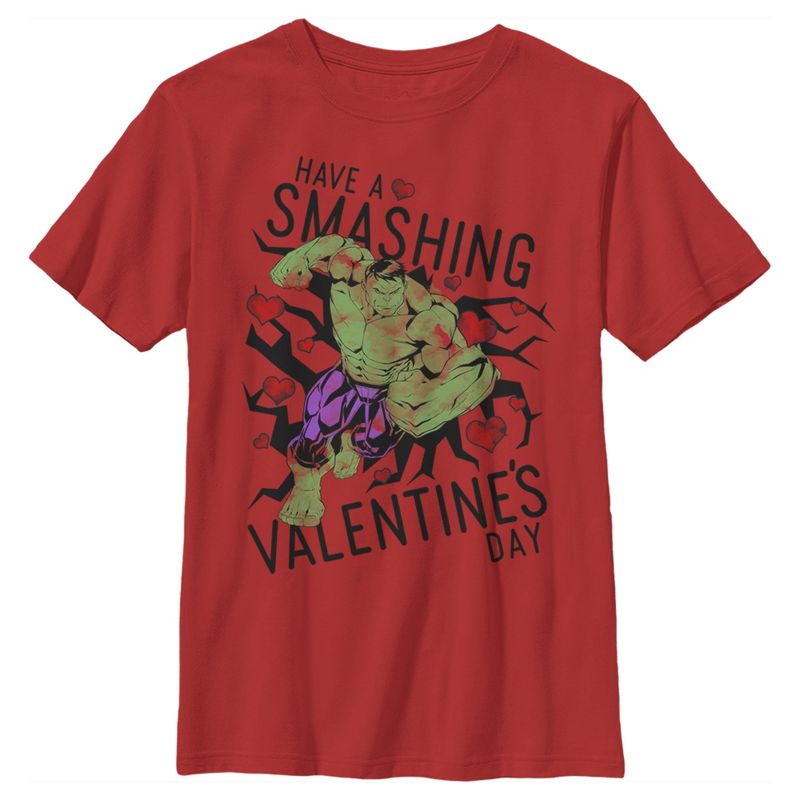Boy's Marvel Valentine's Day Hulk Smashing T-Shirt