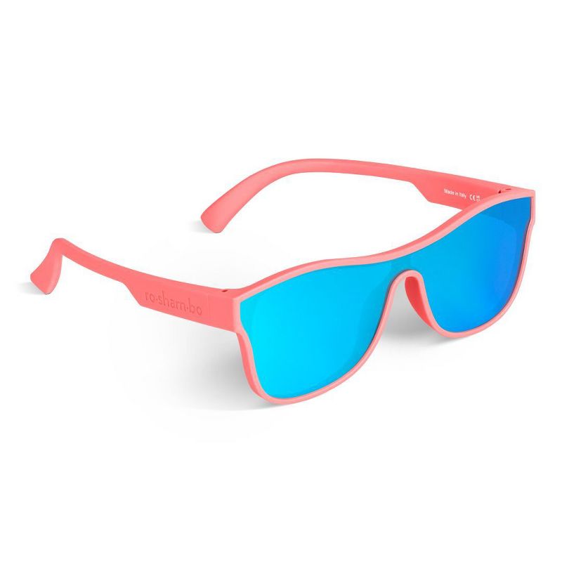 Roshambo Bend-in-Half Flexible Shield Kids Sunglasses | Made in Italy | Polarized Mirrored UV400 Lens | Microfiber Carrying Sleeve Included!