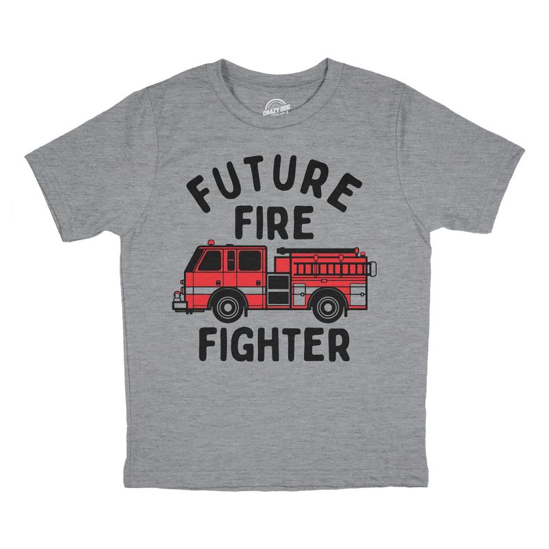 Youth Funny T Shirts Future Fire Fighter Sarcastic Fire Truck Graphic Novelty Tee For Kids - Crazy Dog Youth T Shirt