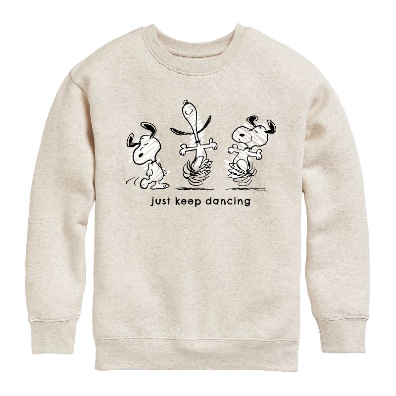 Boys' - Peanuts - Snoopy Just Keep Dancing Graphic Long Sleeve Fleece Sweatshirt