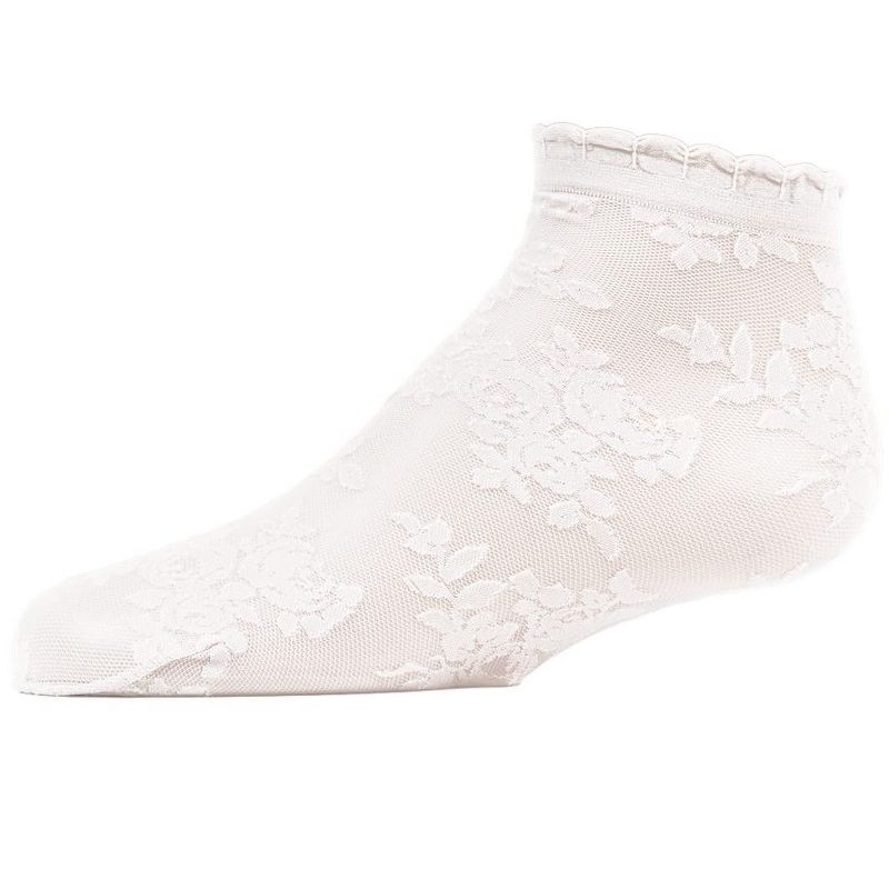 Memoi Botanic Sheer Girls Floral Embroidered Anklet Socks