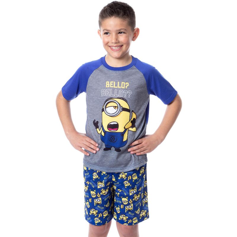 Despicable Me Boys' Minions Bello? Raglan Sleep Pajama Set Shorts Shirt