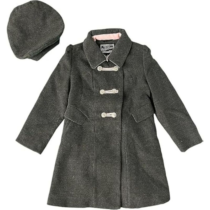 Rothschild Little Girls' Faux Wool Bandmaster Military Dress Coat with Hat