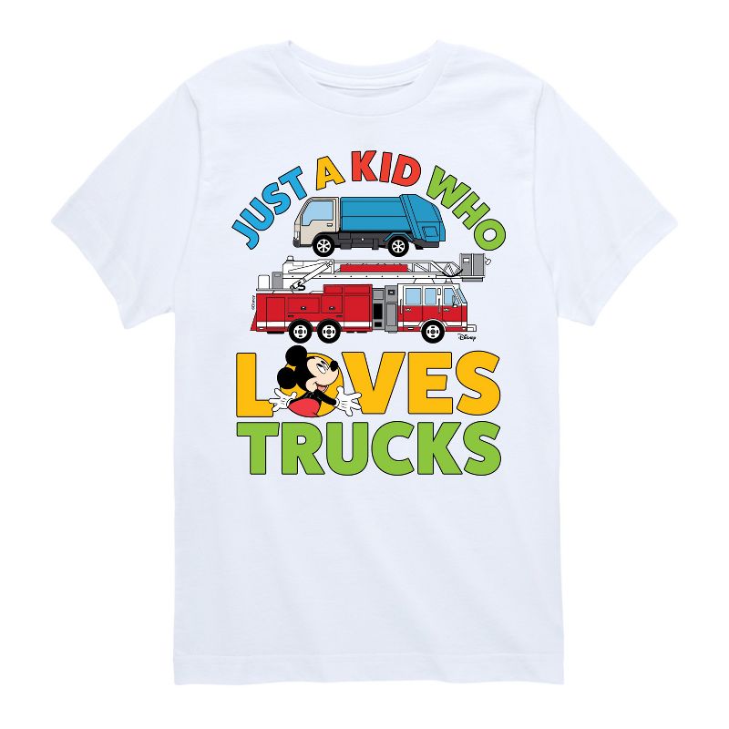 Boys' - Disney - Mickey Just A Kid Who Loves Truck Short Sleeve Graphic T-Shirt