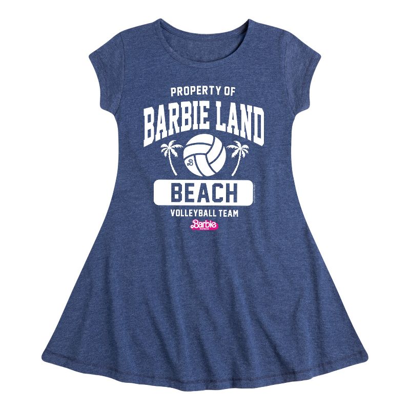 Girls' - Barbie - Property of Barbie Land Beach Volleyball Team Fit & Flair Cap Sleeve Dress
