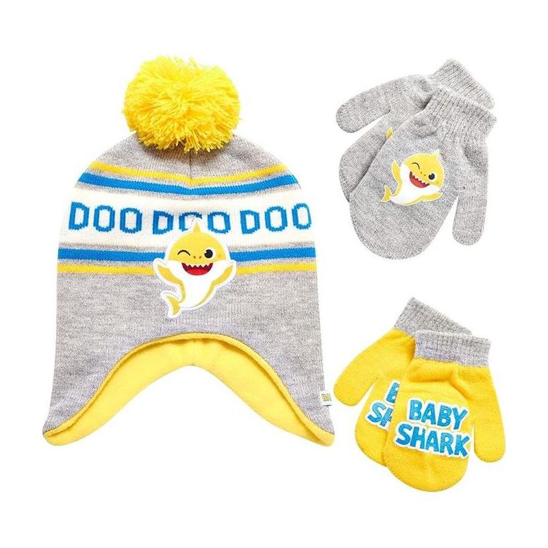 طقم قبعة شتوية للأولاد من بيبي شارك مع زوج من القفازات أو القفازات، للأطفال من عمر سنتين إلى 7 سنوات