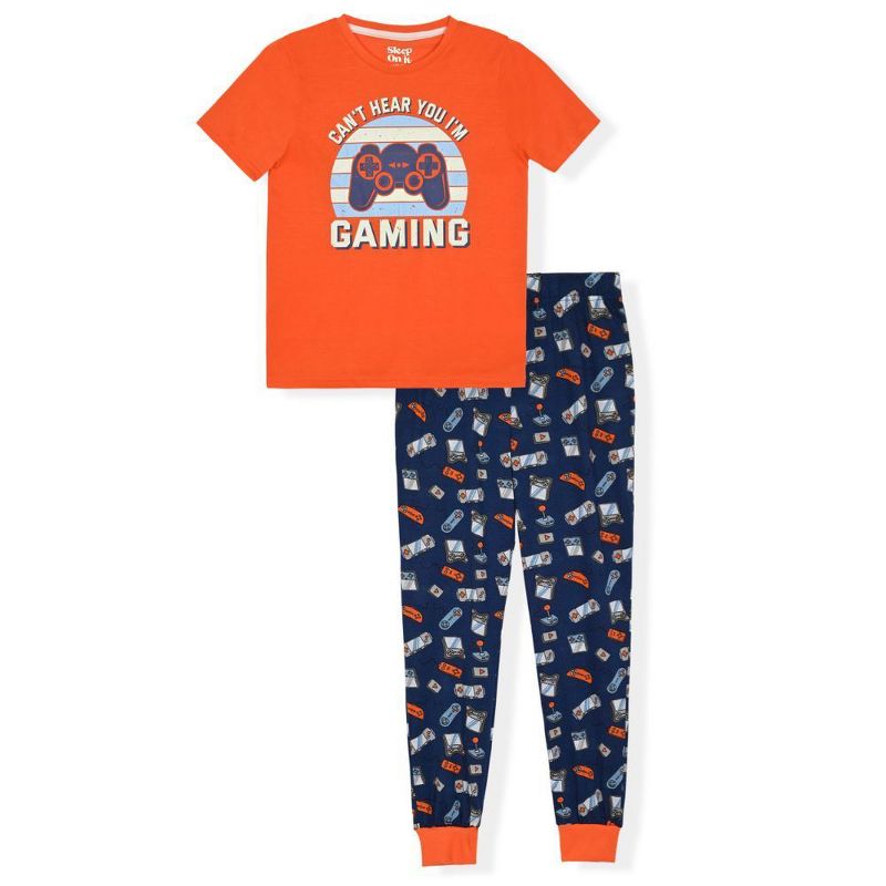Sleep On It Boys 2-Piece Short-Sleeve Jersey Pajama Pants Set