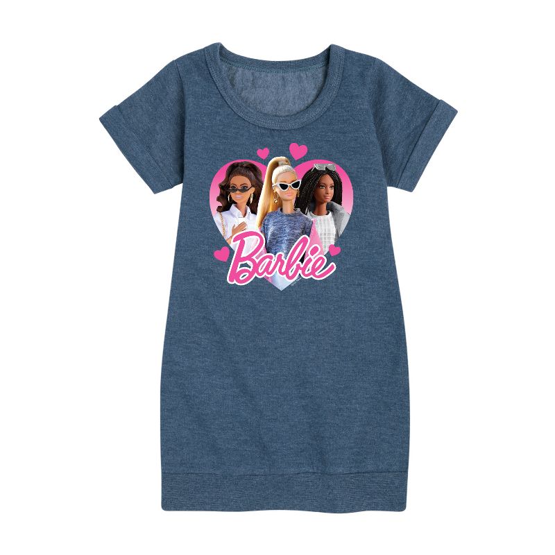 فستان باربي المطبوع بأكمام قصيرة من الصوف لعيد الحب للبنات