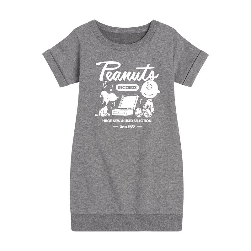 Girls' - Peanuts - Charlie Brown Records Graphic Short Sleeve Fleece Dress