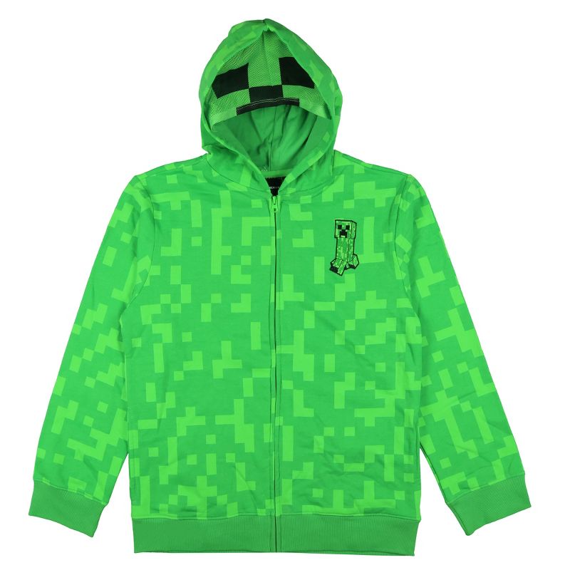 Seven Times Six Minecraft Jacket Boys Creeper Fleece Gamer Zip Up Hoodie Green