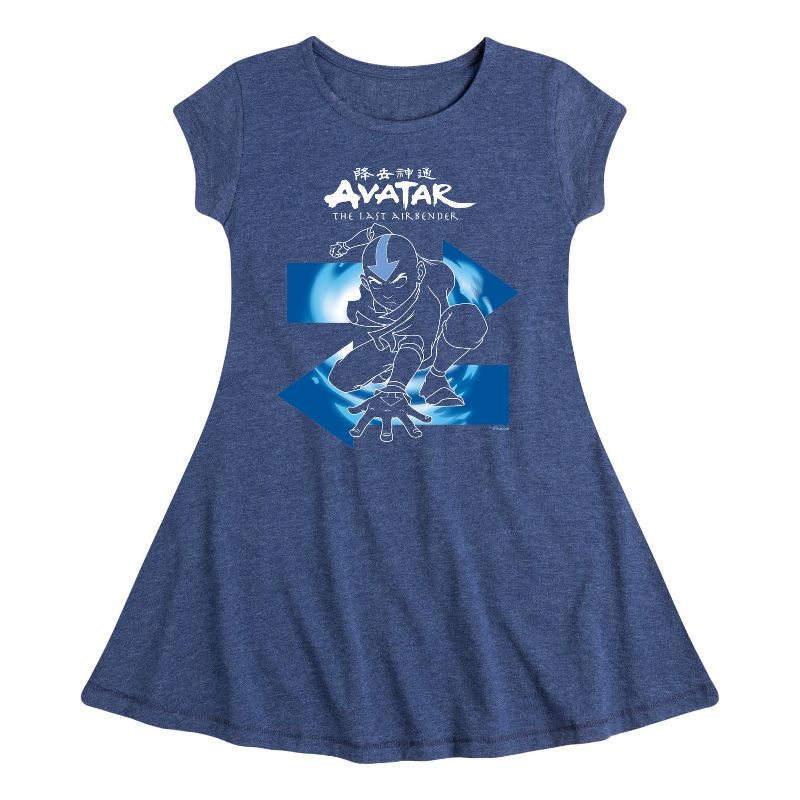 Girls' - Avatar: The Last Airbender - Aang Arrows Fit & Flair Cap Sleeve Dress