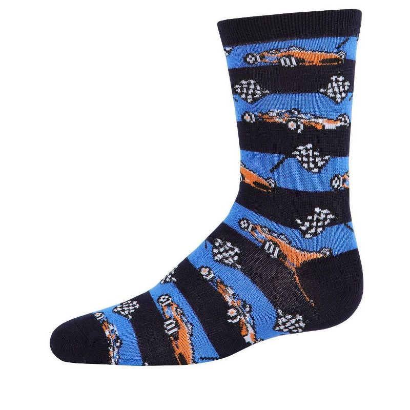Memoi Boys' Race Car Rayon from Bamboo Crew Socks