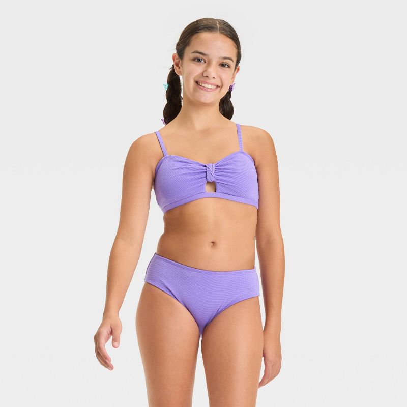 Girls' Seaside Shine Solid Bikini Set - art class™ Purple
