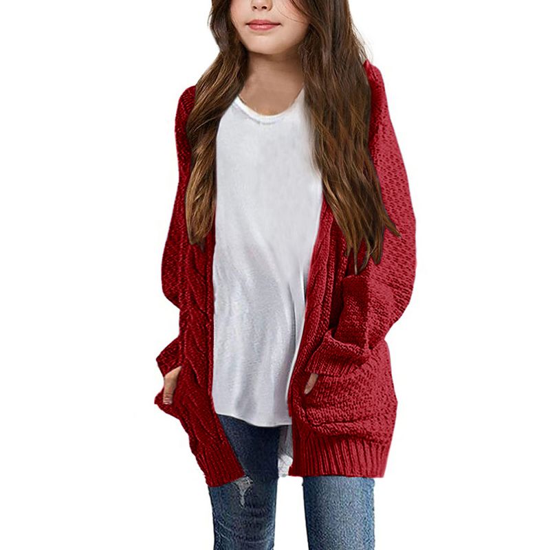 Cardigan for Girls Open Front Sweater Long Sleeve Loose Fit Sweater Jacket