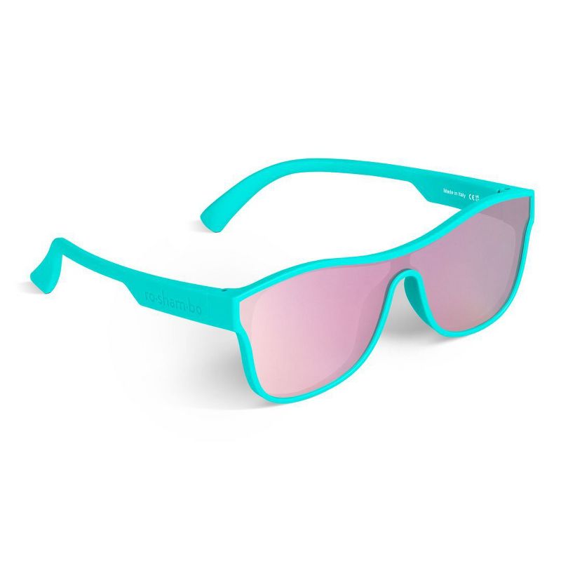 Roshambo Bend-in-Half Flexible Shield Kids Sunglasses | Made in Italy | Polarized Mirrored UV400 Lens | Microfiber Carrying Sleeve Included!