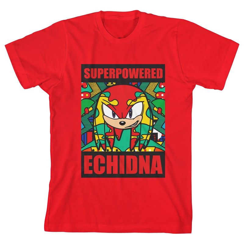 Superpowered Echidna Sonic The Hedgehog Youth Boys Red T-Shirt