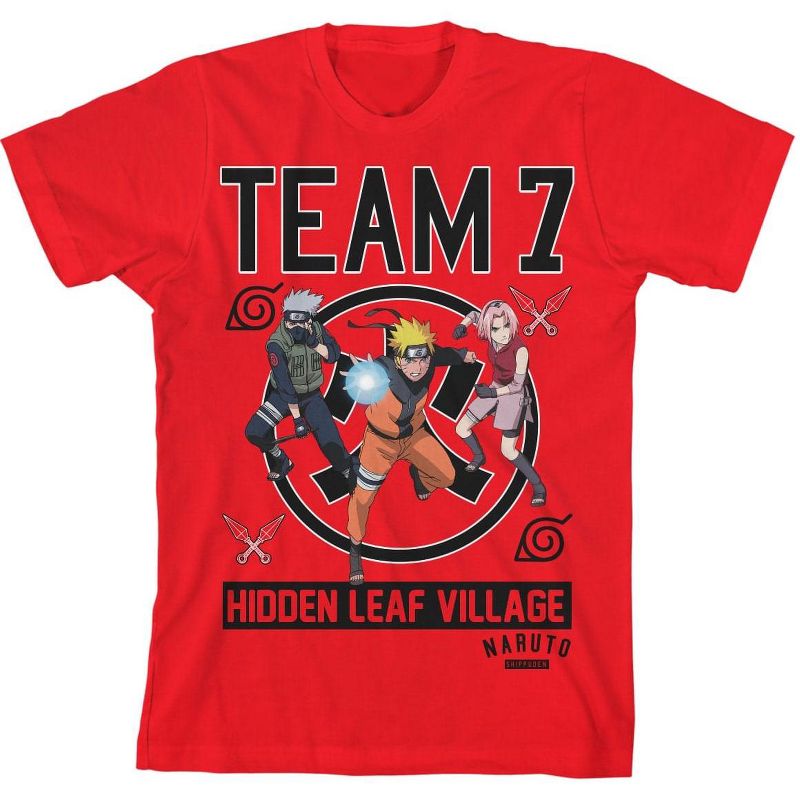Naruto Shippuden Team 7 Boy's Red T-shirt