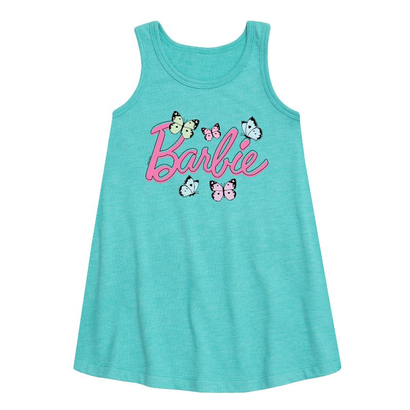 Girls' - Barbie - Butterflies Flutter Graphic Sleeveless Aline Dress