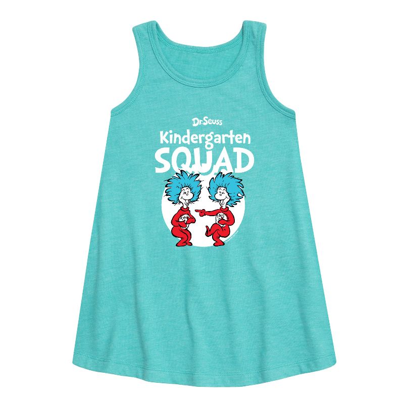 Girls' - Dr. Seuss - Kindergarten Squad Thing 1 and Thing 2 Graphic Sleeveless Aline Dress