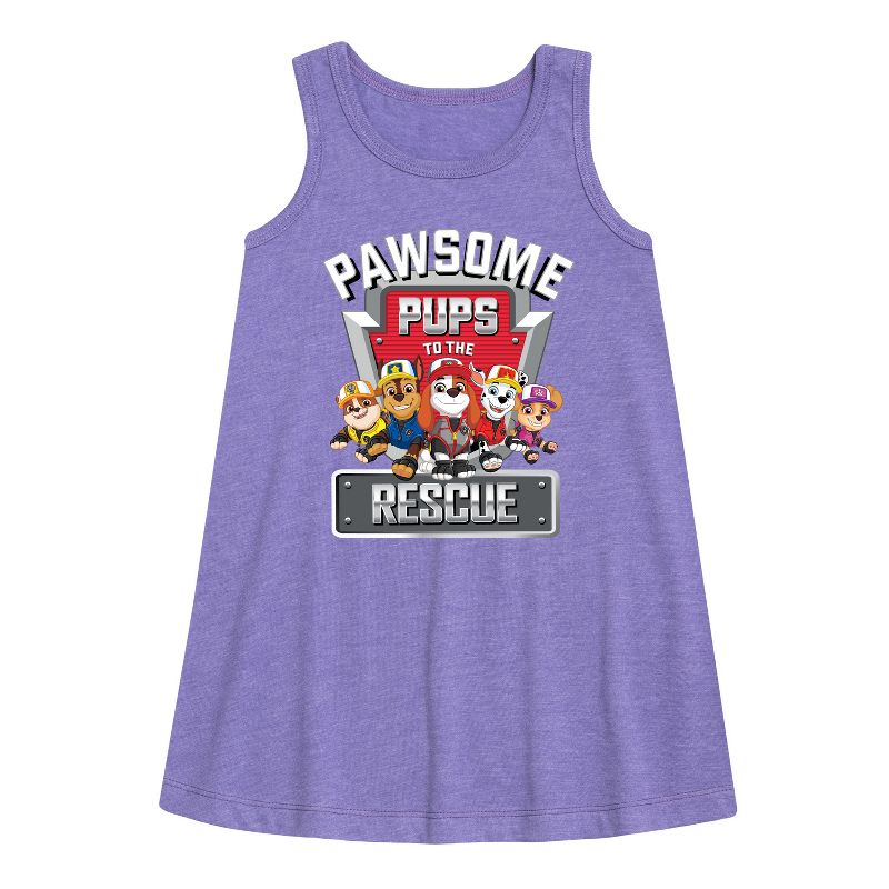 Girls' - Paw Patrol - Pawsome Pups To The Rescue Graphic Sleeveless Aline Dress