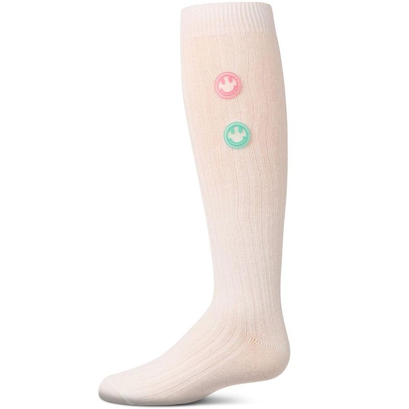 Memoi Girls "Rubber Smiley Face" Cotton Rich Knee Sock