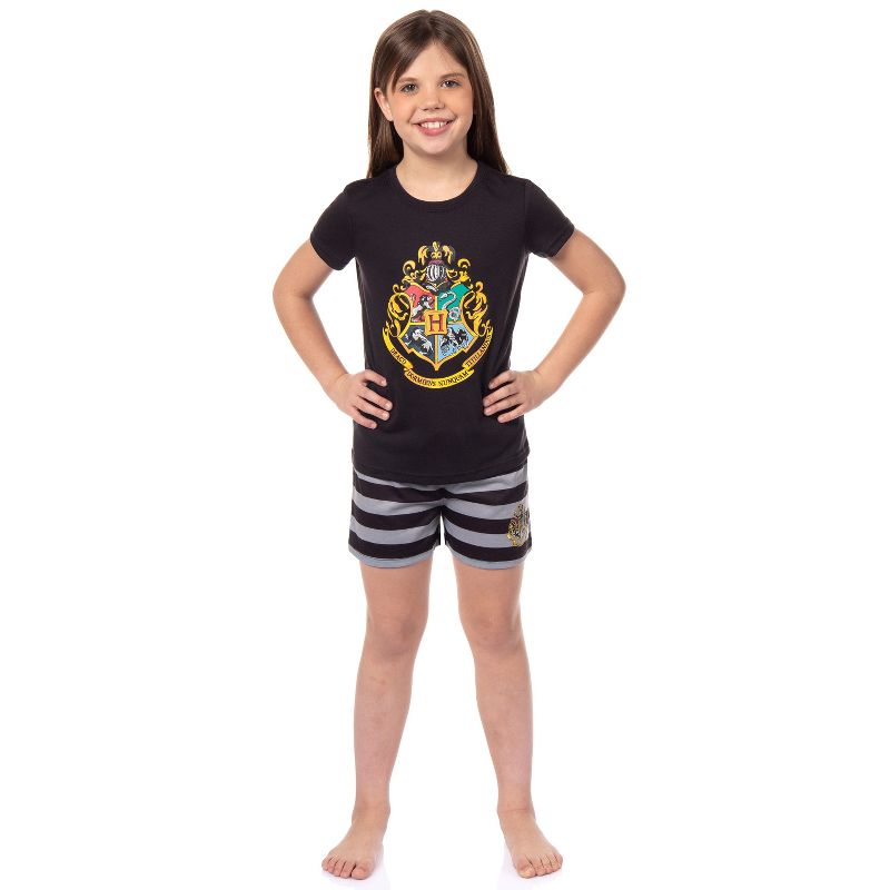 Harry Potter Girls' Wizarding World Hogwarts Crest Sleep Pajama Set Shorts Multicolored