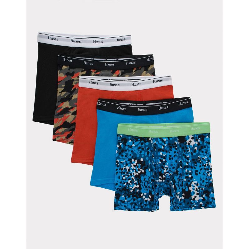 Hanes Boys' 5pk Originals Camo Boxer Briefs - Gray/Black