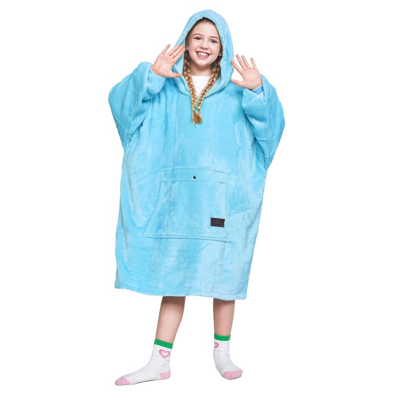 Catalonia Oversized Blanket Hoodie Sweatshirt for Kids, Wearable Fleece Pullover with Large Front Pocket, Teen Boys Girls Gift for Children's Day