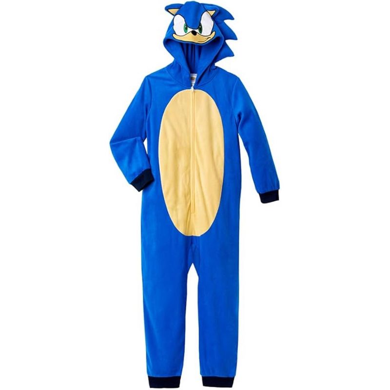 Sonic The Hedgehog Little/Big Boys' One-Piece Hooded Union Suit Pajamas