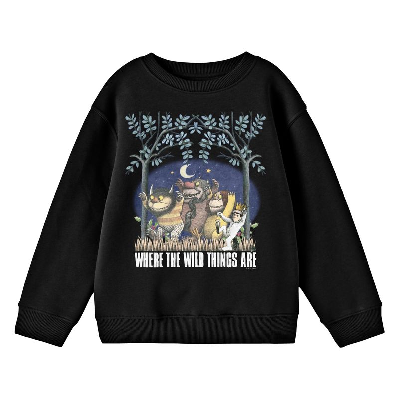 Where The Wild Things Are Max & Monsters Youth Black Crew Neck Long Sleeve Sweatshirt