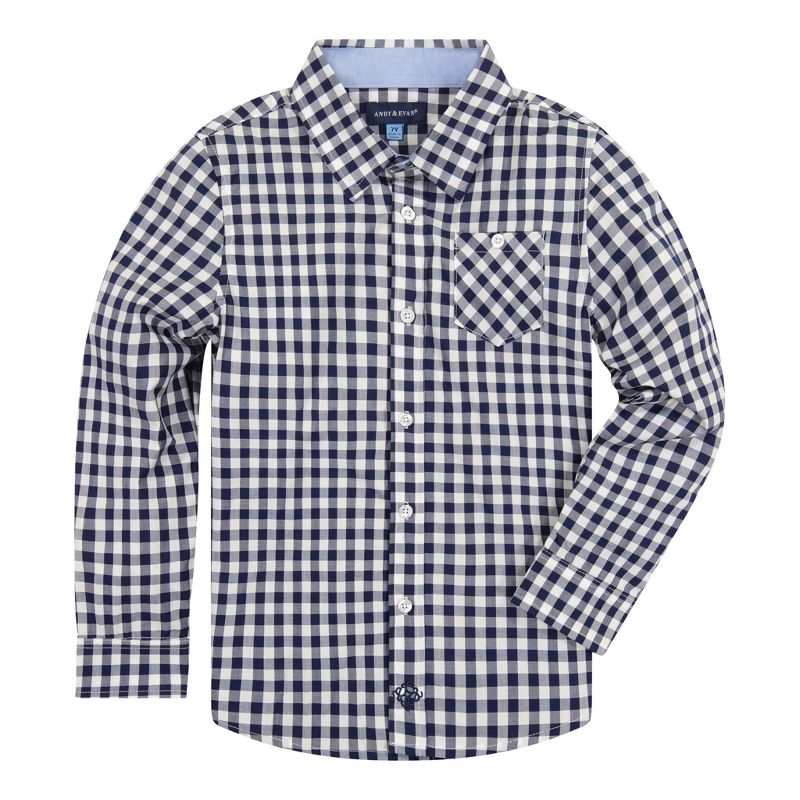 Andy & Evan Toddler Navy Gingham Button Down Shirt