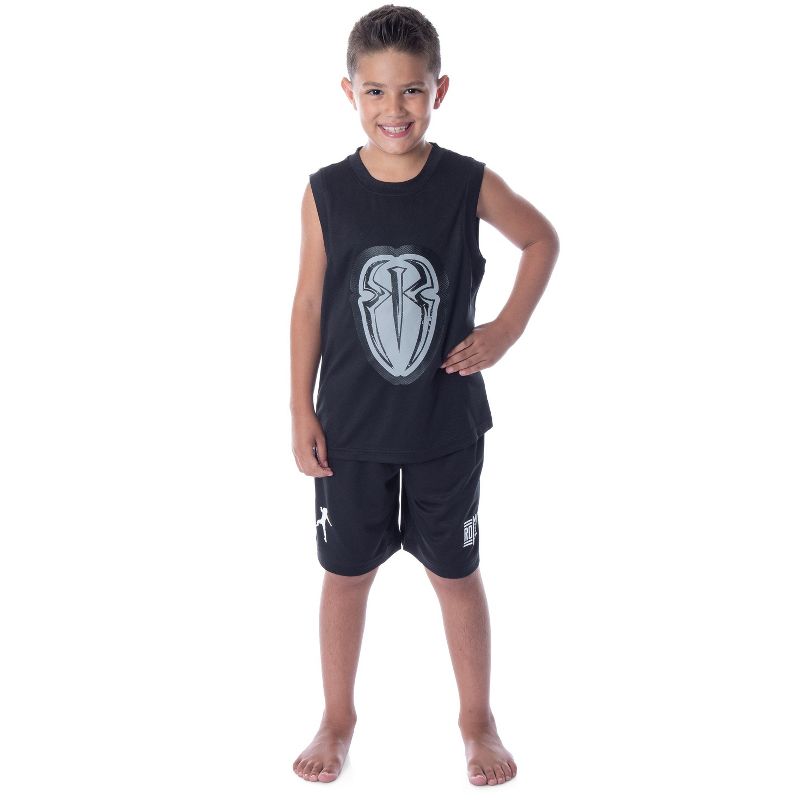 WWE Boys Roman Reigns يدمر الجميع ويترك طقم بيجامة قصير بدون أكمام باللون الأسود