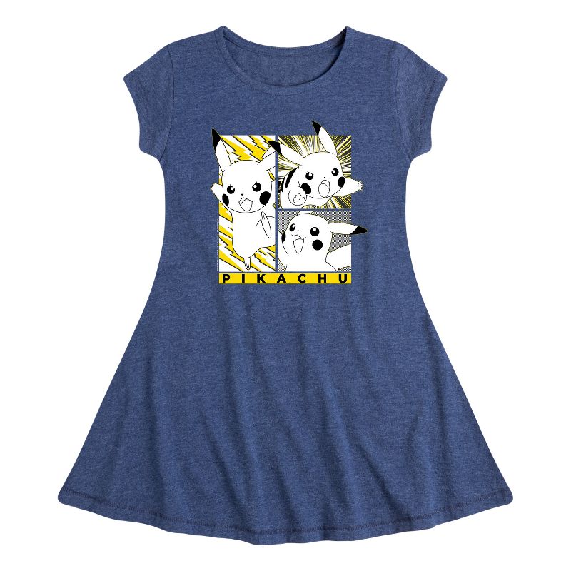 Girls' - Pokémon - Pikachu Panels Fit & Flair Cap Sleeve Dress