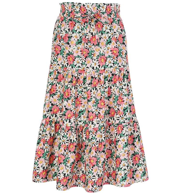 Maxi Skorts Skirt for Girls Button Front Ruffle High Waisted Long Skirts with Belt and Pocket 3-12 Years