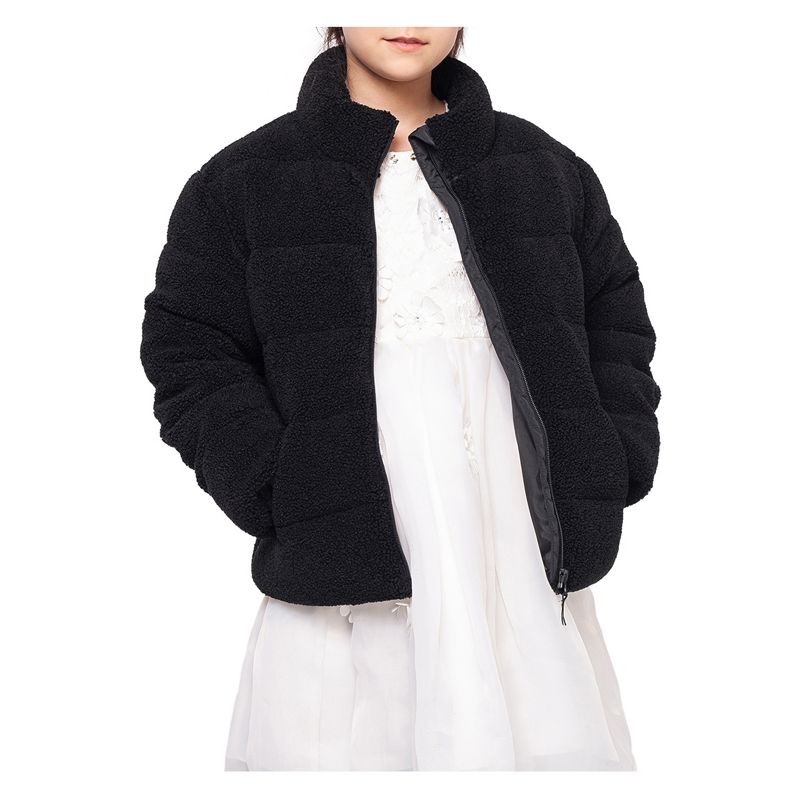 Rokka&Rolla Girls' Fleece Coat Faux Fur Puffer Jacket