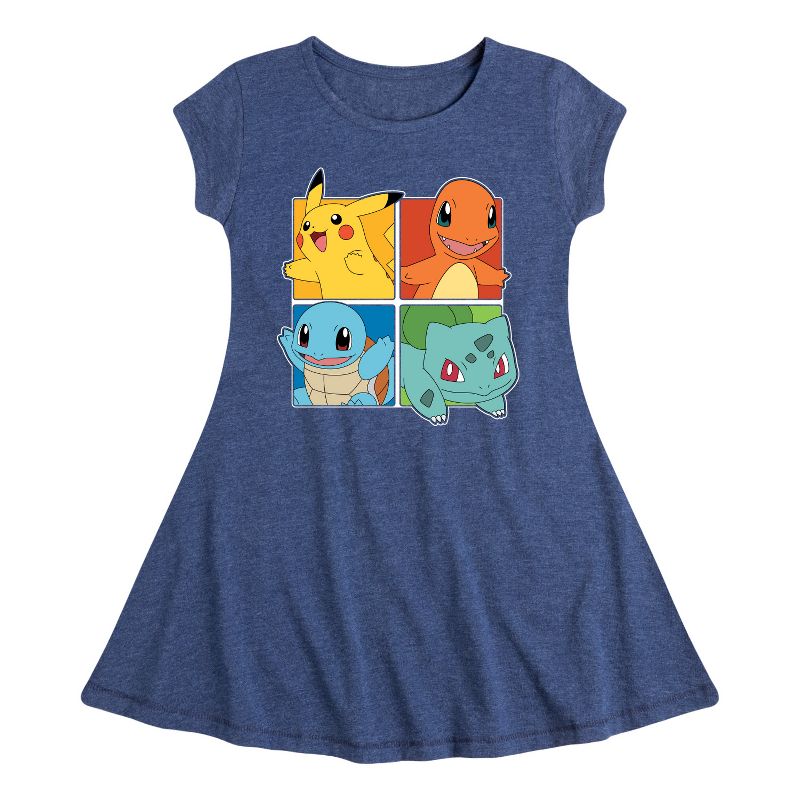 Girls' - Pokémon - Pokémon Squares Fit & Flair Cap Sleeve Dress