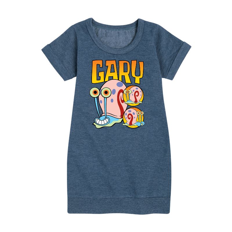 Girls' - SpongeBob SquarePants - Gary The Snail Graphic Short Sleeve Fleece Dress