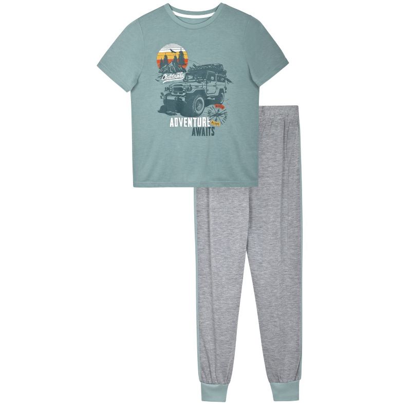 Sleep On It Boys 2-Piece Short-Sleeve Jersey Pajama Pants Set