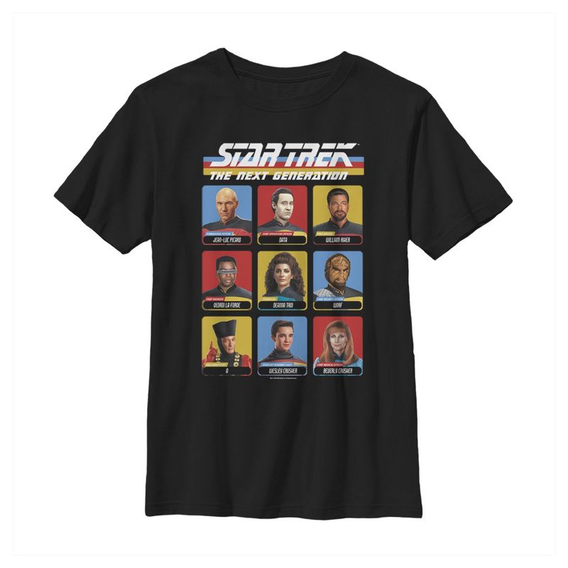 Boy's Star Trek: The Next Generation Starfleet Crew Portraits Playing Cards Frame T-Shirt