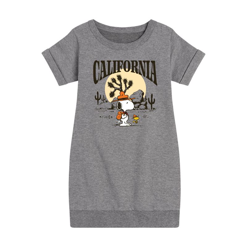Girls' - Peanuts - Beagle Scout California Graphic Short Sleeve Fleece Dress