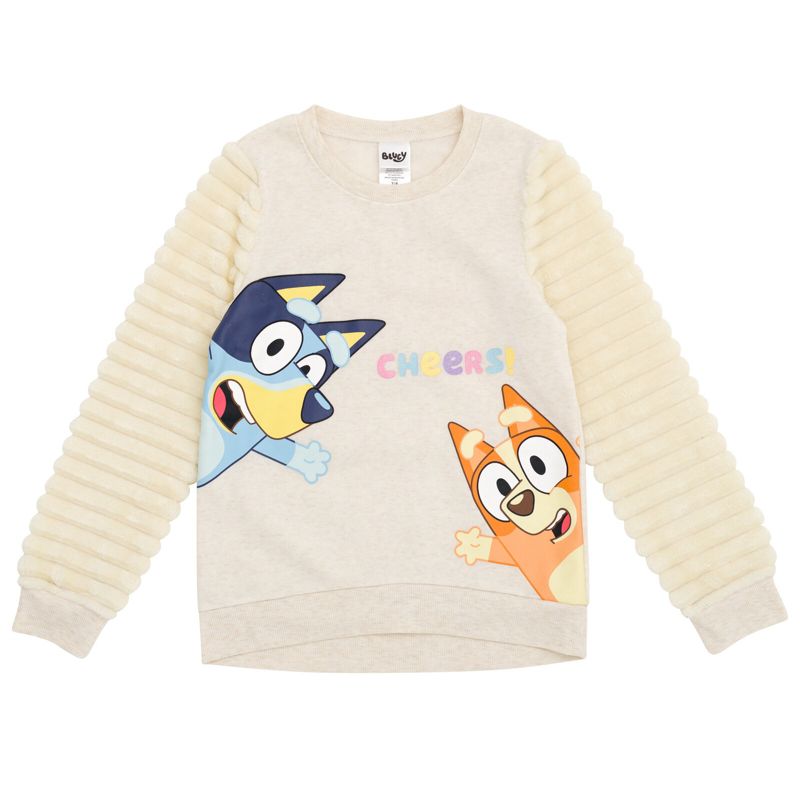 Bluey Girls Fleece Sweatshirt with Faux Fur Sleeves Toddler
