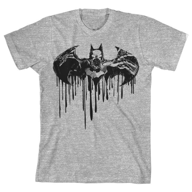 Batman Dripping Logo Trap Graphics Boy's Athletic Heather T-shirt