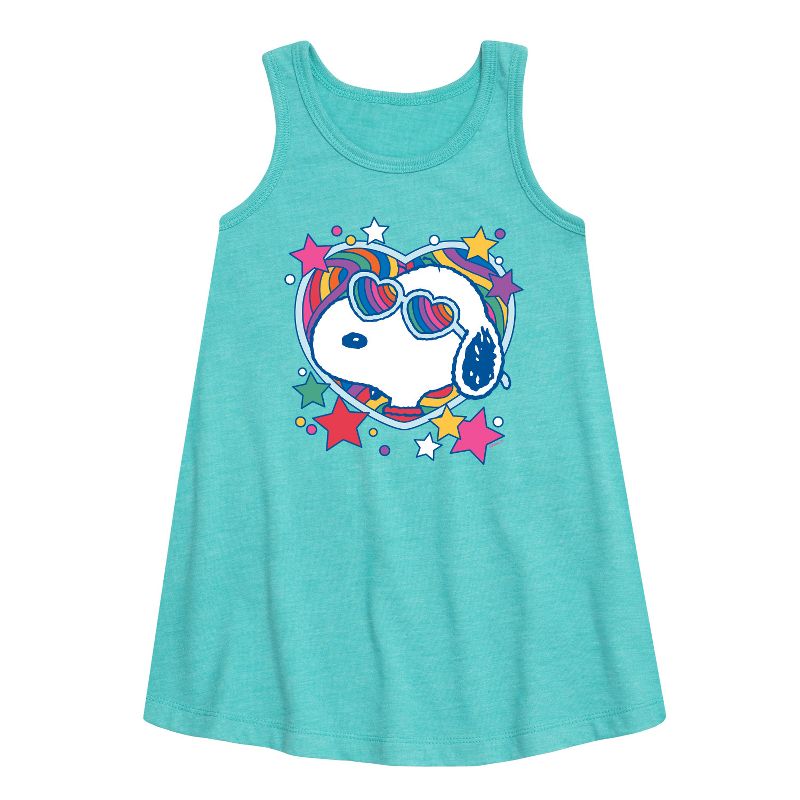 Girls' - Peanuts - Snoopy Groovy Heart Graphic Sleeveless Aline Dress