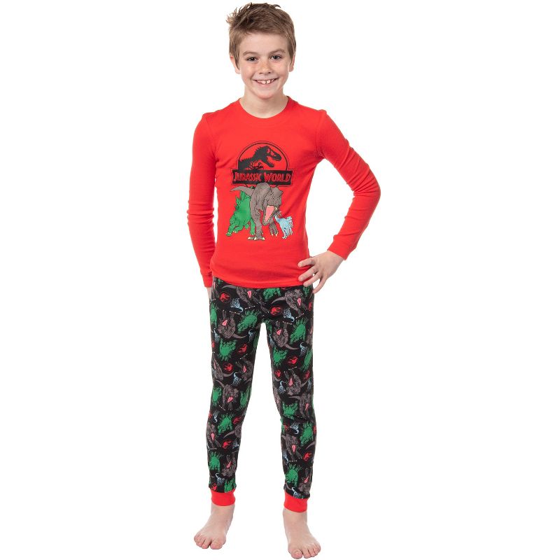 طقم بيجامة نوم ضيقة بشعار فيلم Jurassic World للأولاد متعدد الألوان