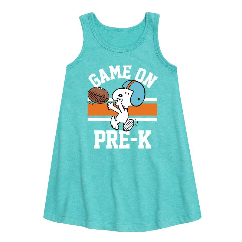 فستان مخطط بدون أكمام من Game On Pre-K للفتيات - Peanuts -