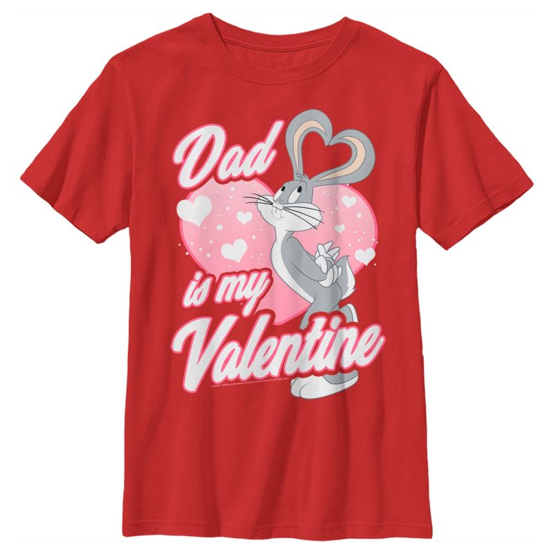 Boy's Looney Tunes Valentine's Day Bugs Bunny Dad is my Valentine T-Shirt
