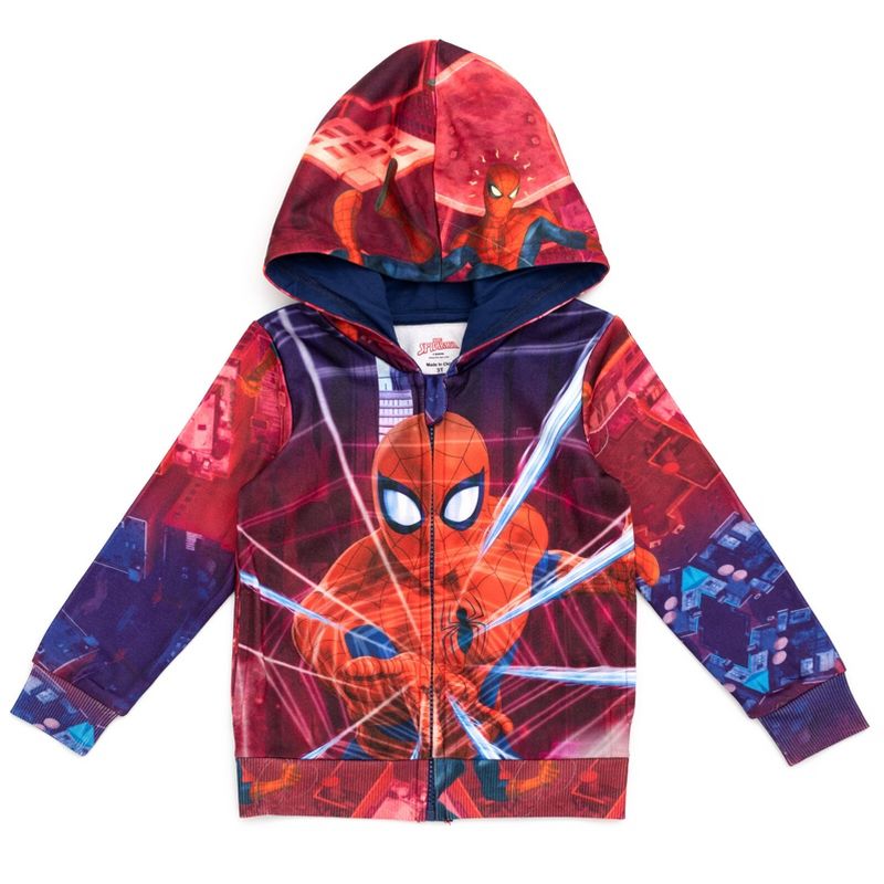 Marvel Spider-Man Fleece Zip Up Cosplay Hoodie Toddler to Big Kid