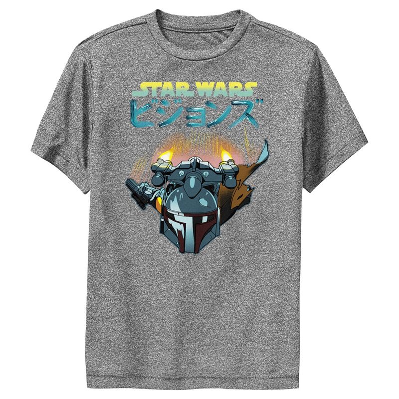 Boy's Star Wars: Visions Boba Fett Jetpack Performance Tee