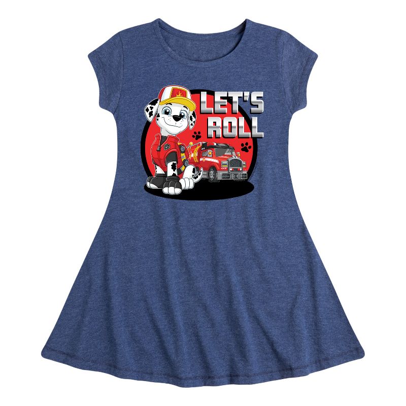 Girls' - Paw Patrol - Let's Roll Marshall Fit & Flair Cap Sleeve Dress