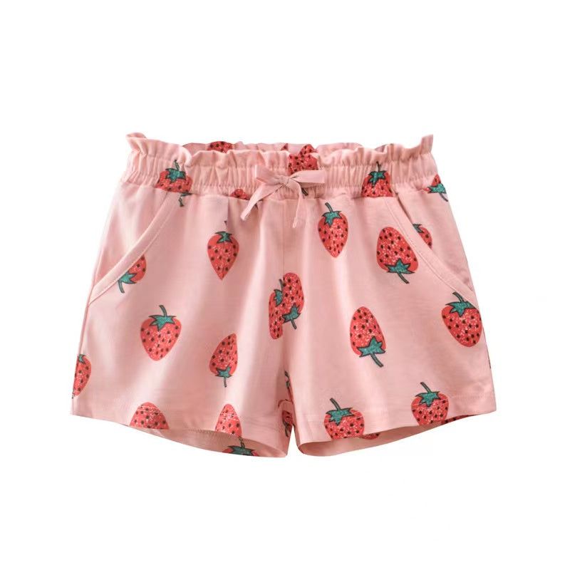 MyKids-Usa Baby Girl Print Pattern Bow Decoration Short Pants In Summer Outfit Wearing